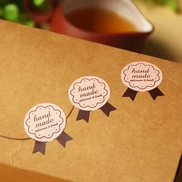 Handmade Sticker 120pc Vintage Stickers Kraft Label DIY Hand Made For Gift Cake Baking Sealing | Дом и сад