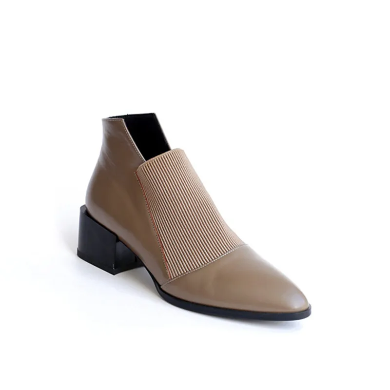Smirnova Kaki Pour Élégant Pointu Mode Bottes Bout Chaude En Bottines Automne Dames Cuir Femme 2018 Haki Chaussures Véritable Couture htsdQr
