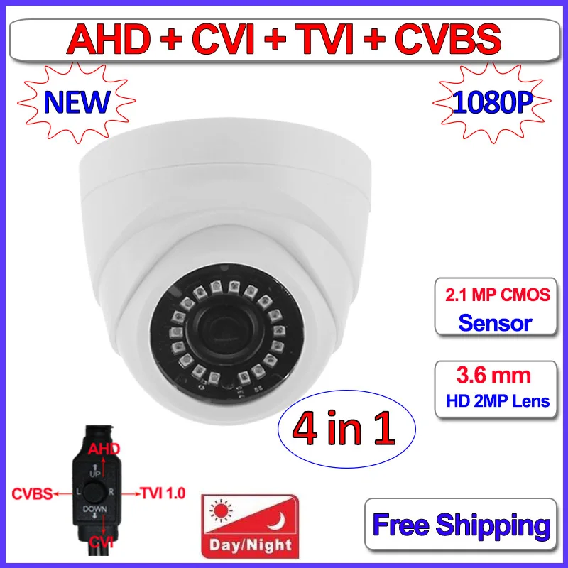 bilder für 1080 P 720 P 4in1 dome kamera 2MP 1MP AHD HDCVI HDTVI CVBS überwachungskamera mit 3,6mm Objektiv, 18 stücke LEDs, F22 Sensor, OSD, DNR, UTC bilder für 1080 P 720 P 4in1 dome kamera 2MP 1MP AHD HDCVI HDTVI CVBS überwachungskamera mit 3,6mm Objektiv, 18 stücke LEDs, F22 Sensor, OSD, DNR, UTC