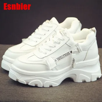 

Women Casual Shoes 2019 New Spring Fashion White Sneakers Shoes Women Flats Platform Lace-Up Breathable Women Sneakers