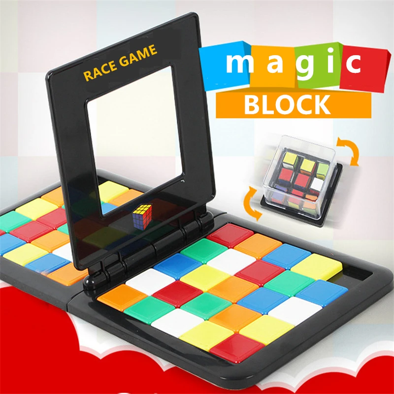 magic block game Puzzle Cube 3D Race Board Game Kids Education Toy Parent-Child Double Speed board games for adults | Игрушки и хобби