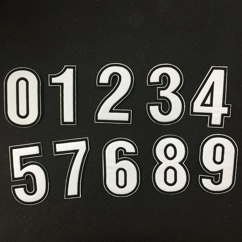 

number 0 1 2 3 4 Patch Iron On Patch Embroidered Applique Sewing Label biker Patches Clothes Stickers Apparel Accessories Badge