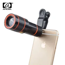 Apexel HD Mobile Phone Telephoto Lens (No Dark Corner) 12 X Zoom Optical Telescope Camera Lens with Clip for All Phons APL-HS12X