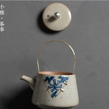 Синий и белый чайник с ручкой медная ручка под старину чайник окрашенный золотой керамический бытовой особенности чайный набор кунг-фу