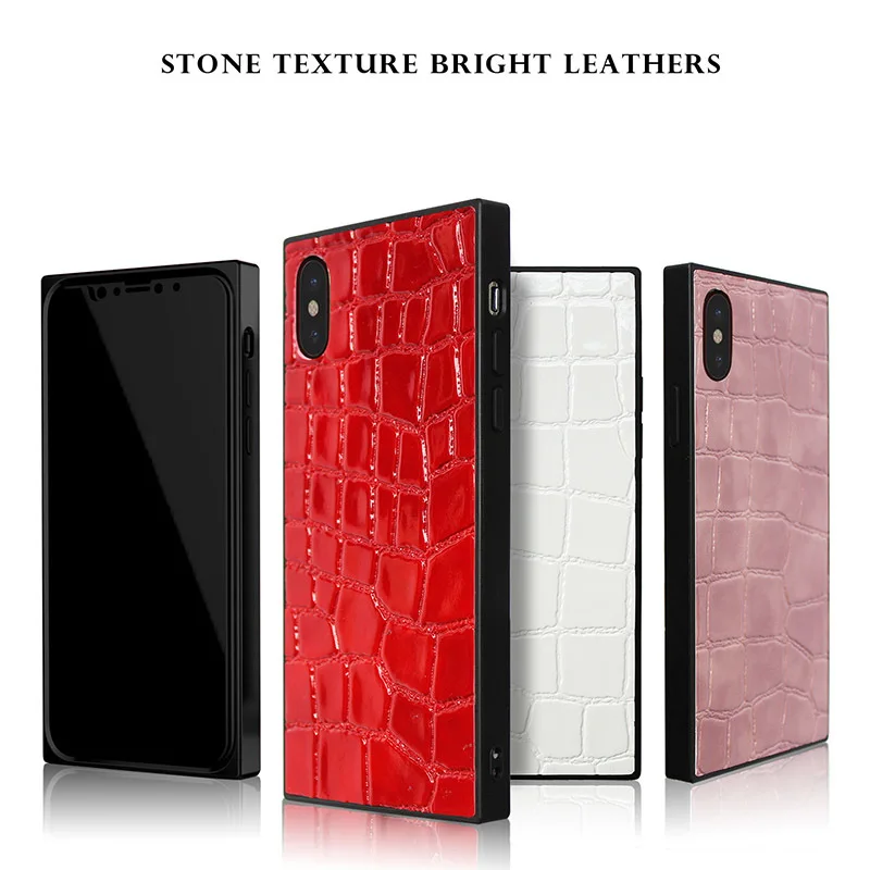 

Square protective Case For iPhone 6 6s 7 8 Plus X Xr Xs PU Back Cases For iPhone 7 plus phone case Cover Conque