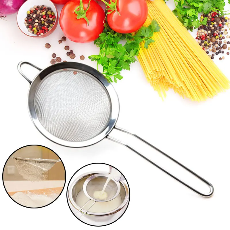 Stainless Steel Fine Mesh Wire Flour Sifter Tea Sieve Strainer Accessiories