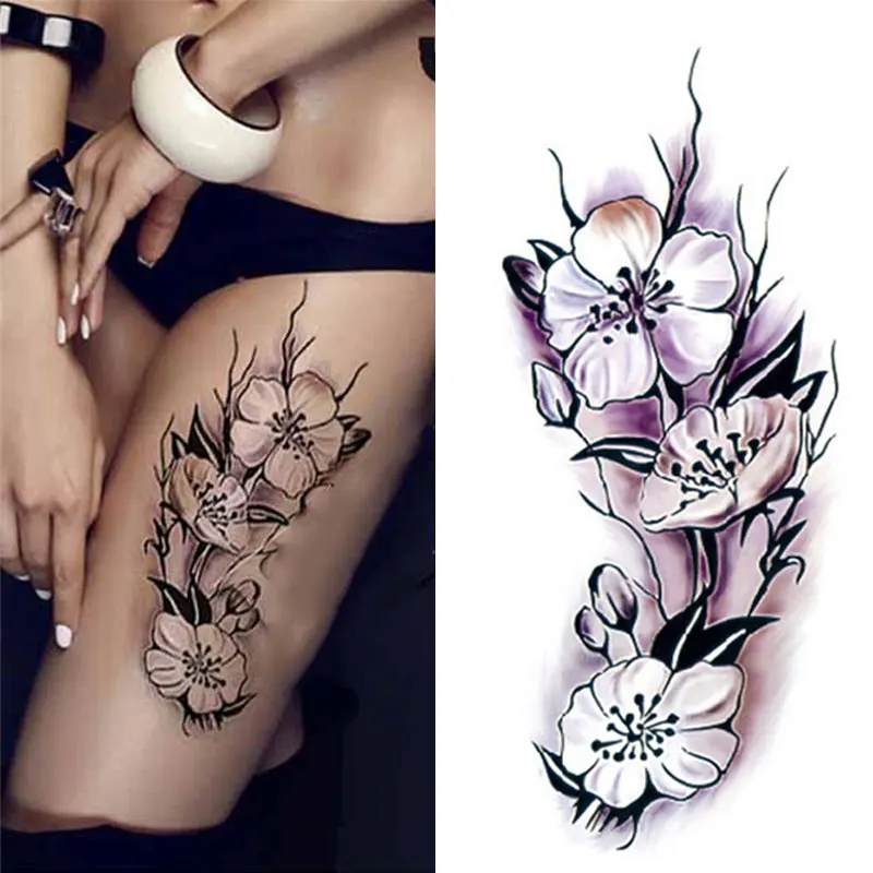 

1Pc Girly flowers Colorful High Solution Body Art Red Rose Flowers Circle Design Temporary Fake Flash Tatoo Sticker Taty 7C0021