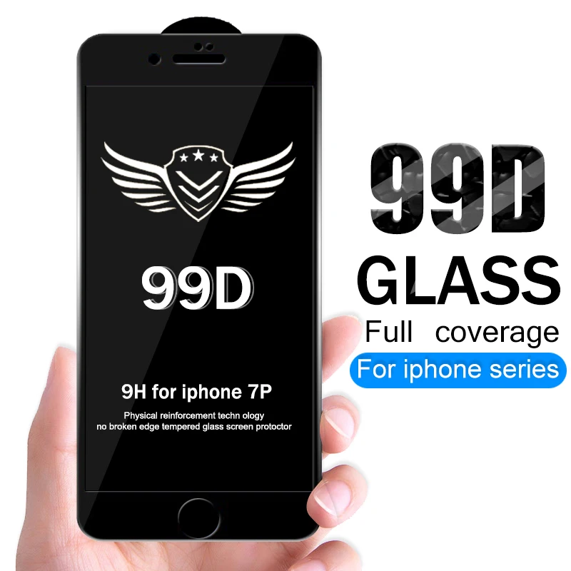Защитное закаленное стекло 99D для iphone 7 6 6s 8 plus XS max XR x xs защита экрана на 6S