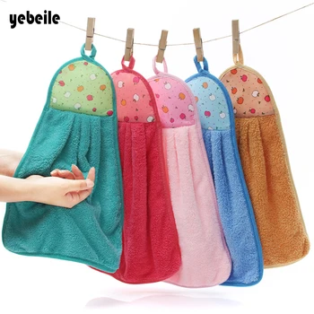 

Yebeile Coral Bathroom Supplies Soft HandTowel Absorbent Cloth Hanging Lint-Free Cloth Kitchen Accessories kids towel 1bag=5pcs