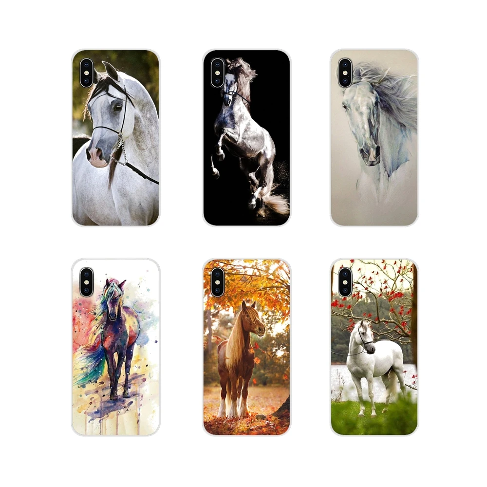 

Transparent Soft Cases For Apple iPhone X XR XS MAX 4 4S 5 5S 5C SE 6 6S 7 8 Plus ipod touch 5 6 Watercolor horse Running Horses