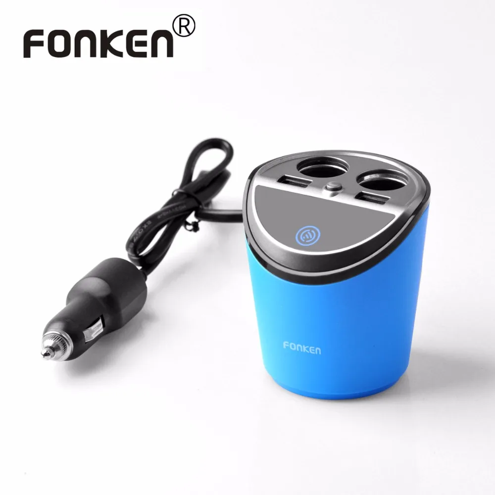 

FONKEN Multifunction Car Charger Dual USB Car-charger Station Dual Lighter Slot LED Display Car Phone Charger for mobile Phone