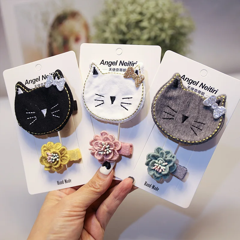 Заколки для волос с героями мультфильмов Love детские заколки в виде кошек и цветов