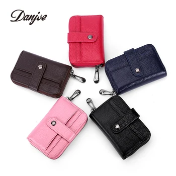 

DANJUE Genuine Leather Men Wallet Multifunction Credit Card Holder Business Brand Male Women Mini Wallets Purse Billetera Hombre