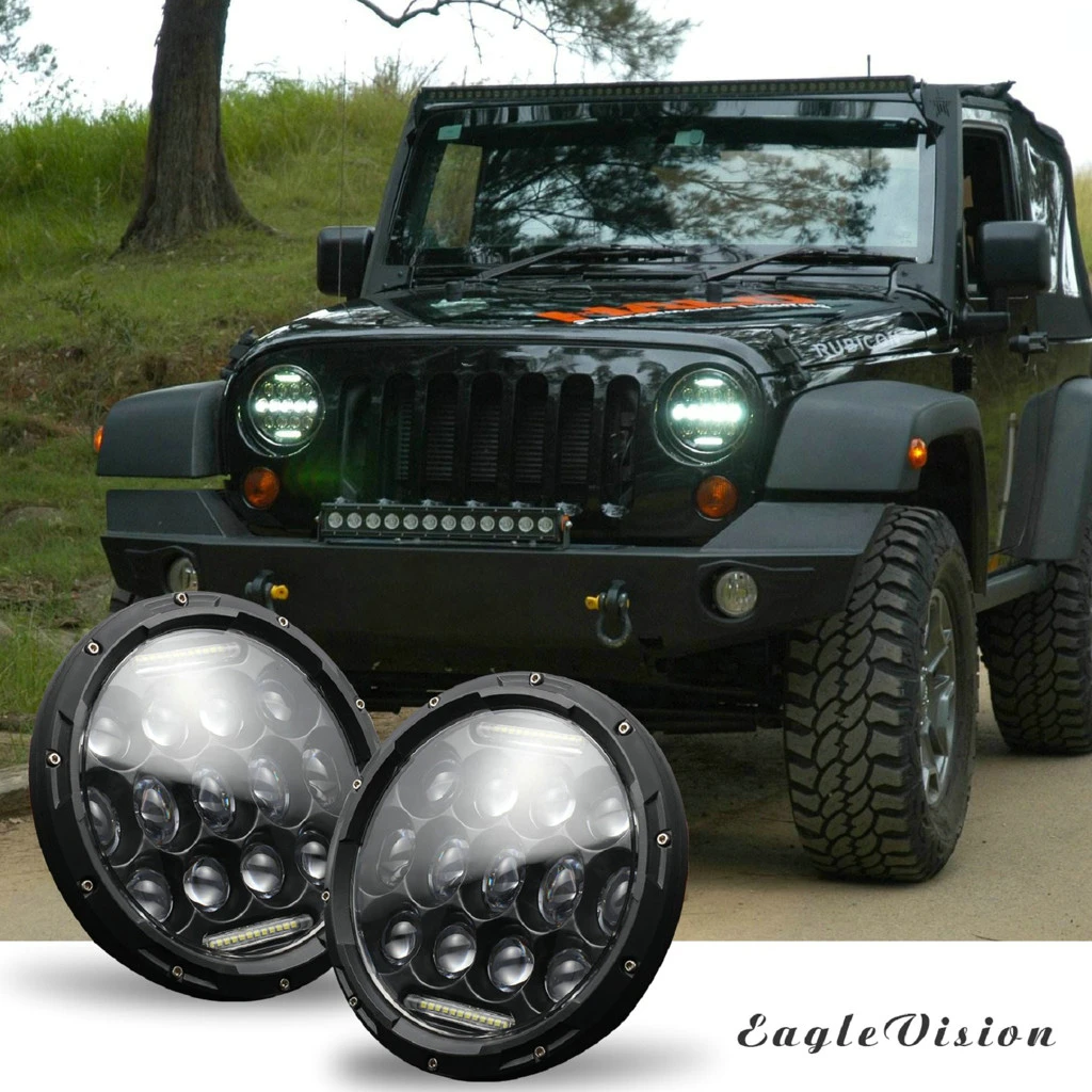 2x 7/" Round 150W Total CREE LED Headlights Hi//Lo to 97-17 JEEP JK TJ LJ Wrangler