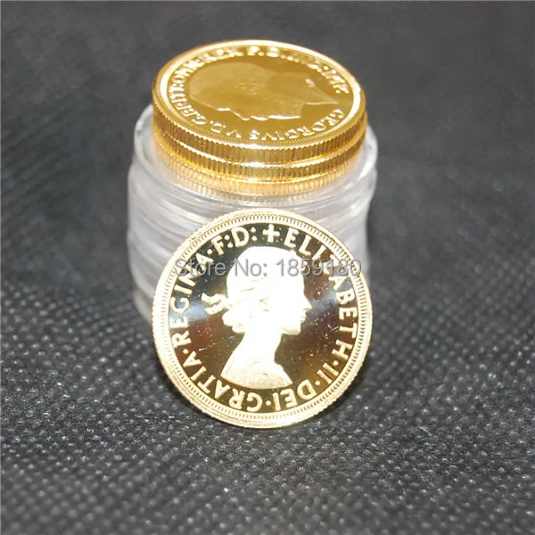 Великобритания Sovereign 1963 Золотой плакированный монета 50pcslot монета соверен монеты Мини Размер 22,05 толщина 1,8 мм