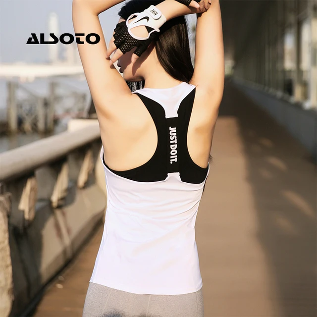 ALSOTO Professional Sports Vest Sleeveless Solid Color Loose Quick Drying Running Gym Sport Shirt Women Fitness Tank Top