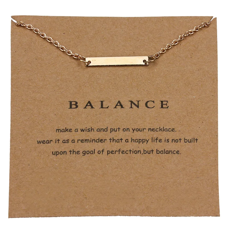 

1pc Simple Balance Charm Wish Card Choker Collier Necklaces Links Chains Gold Plate For Women Statement Jewelry Gift