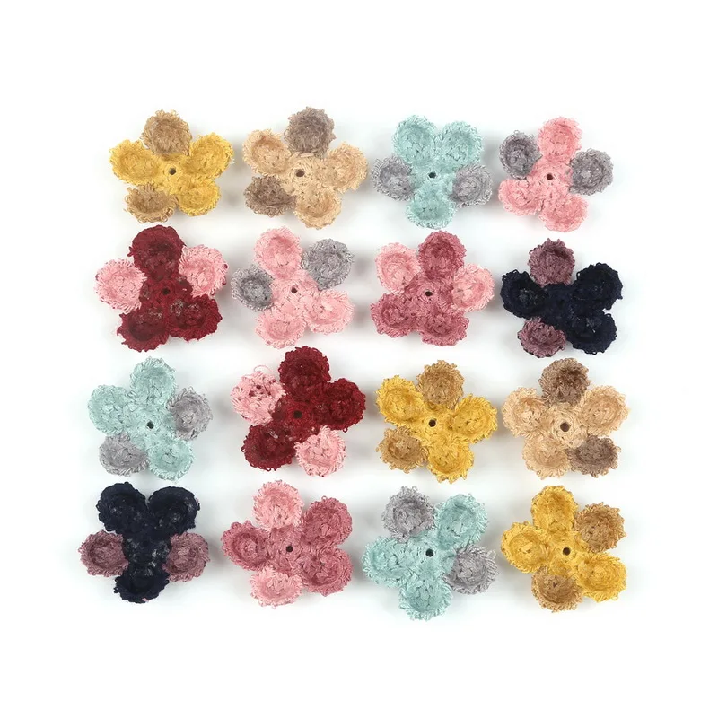New Arrival 20pcs 2.5cm 3.2cm Handmade Fabric Flowers Appliques Sewing Wedding Garment Hair Accessories for Headband | Дом и сад