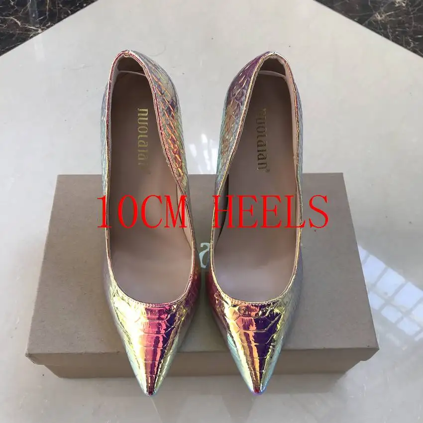 Г. Брендовые модные женские туфли-лодочки пикантные женские туфли на высоком каблуке с острым носком, вечерние, свадебные туфли женская обувь 12 см, 10 см, 8 см - Цвет: LSW-AL gold10cm