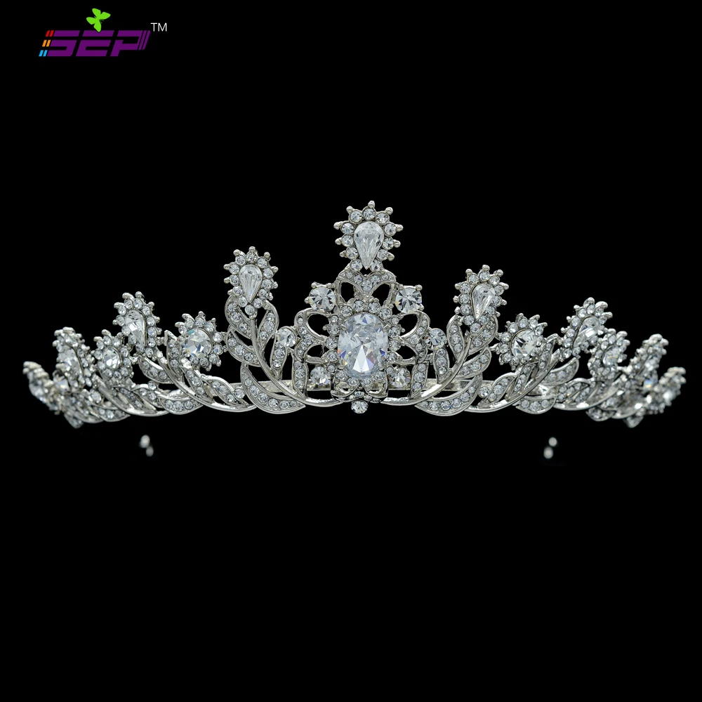 

Real Austrian Crystals Rhinestone CZ Leaves Flower Bridal Wedding Tiara Crown For Women Hair Accessories SHA8573