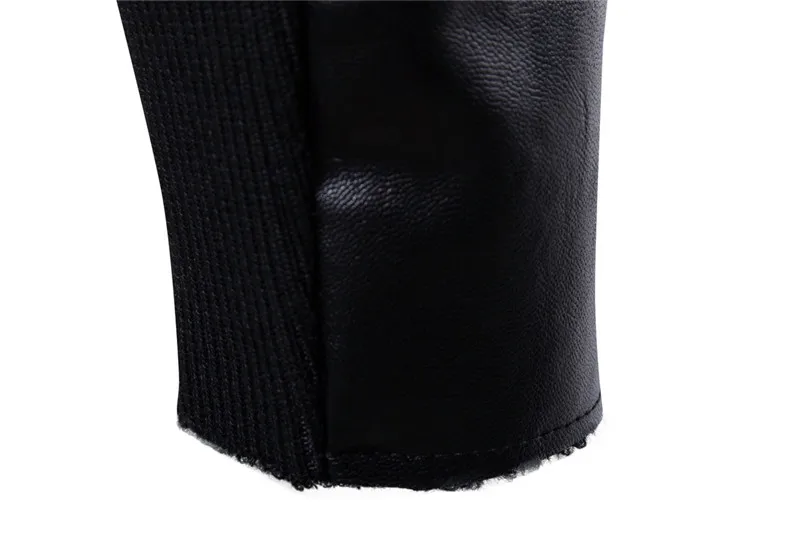 Осенне-зимняя мужская куртка из искусственной кожи в стиле панк, облегающая черная флисовая куртка с воротником, куртка для мотоцикла, пальто, повседневная одежда