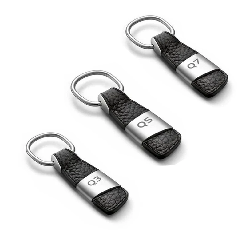 

Leather Q3 Q5 Q7 TT Logo Key Ring Car Keychain Keyring Auto Key Chain For Audi Q5 Q3 Q7 TT Car Styling Accessories