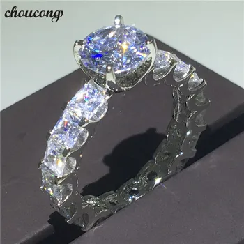 

choucong Vintage Promise ring 1ct AAAAA Zircon Cz 925 Sterling silver Engagement Wedding Band Rings for women men Gift