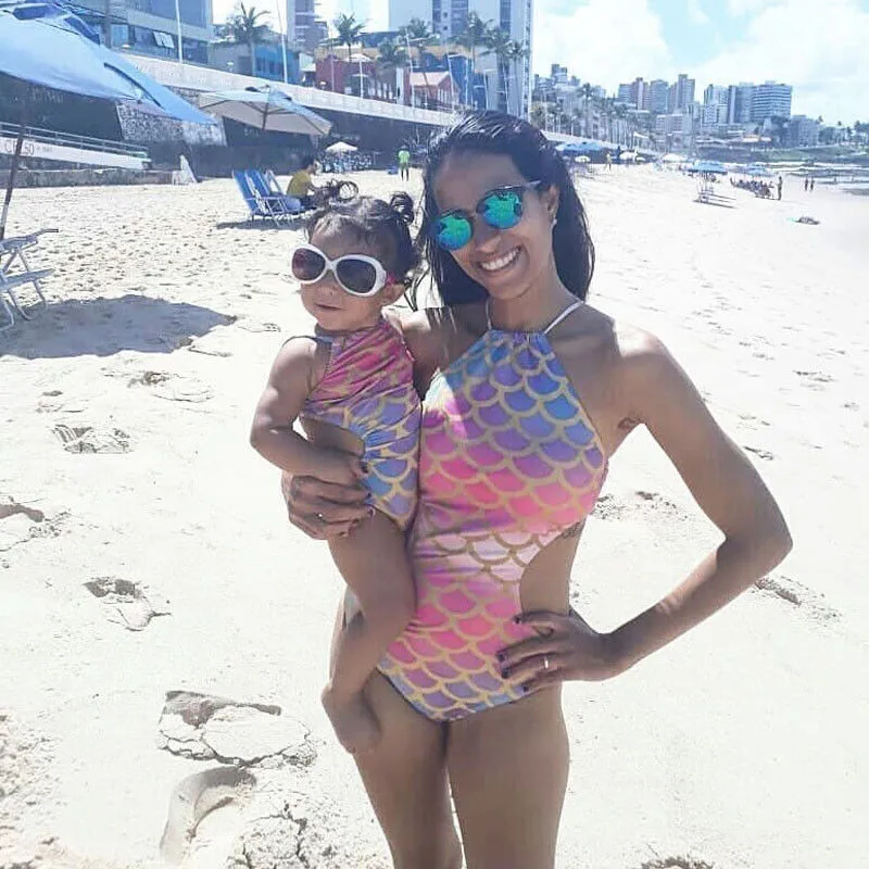 

Family Matching Swimwear Summer Mother And Daughter One Piece Swimsuit Women Kids Baby Girls Mermaid Swimsuit Family Look Bikini