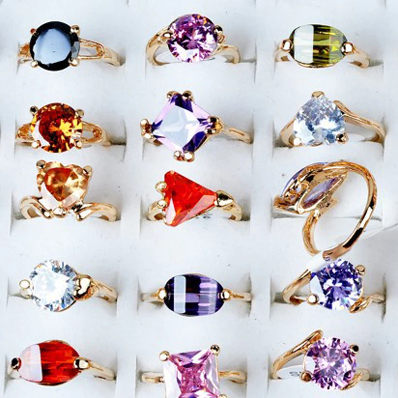 Bulk Wholesale Jewelry 20pcs Mixed Gold Color CZ Crystal Rhinestone