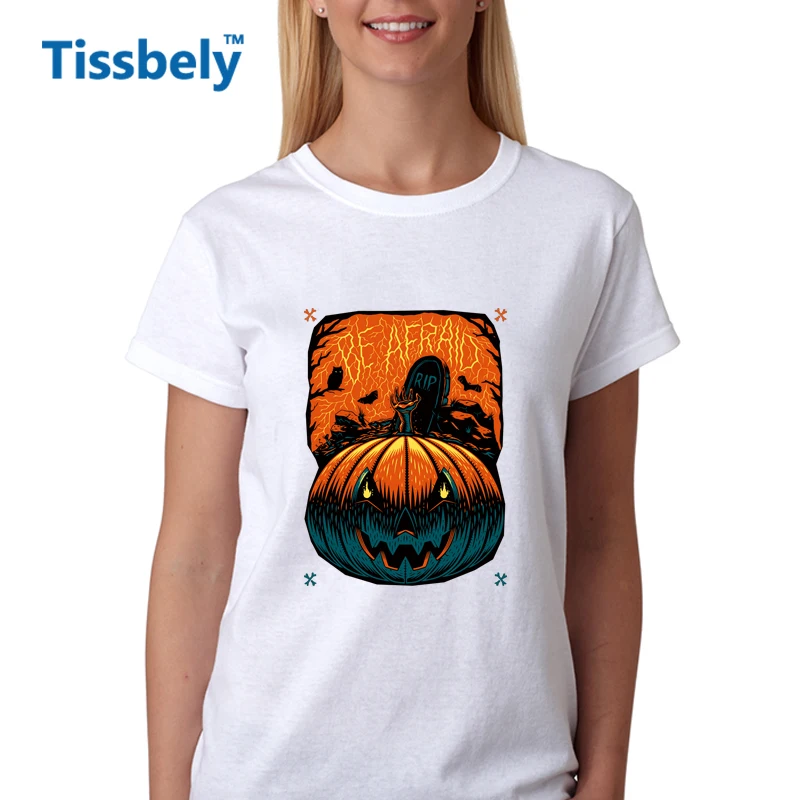 Tissbely Halloween Women Print T Shirt Halloween Canvas and Halloween
