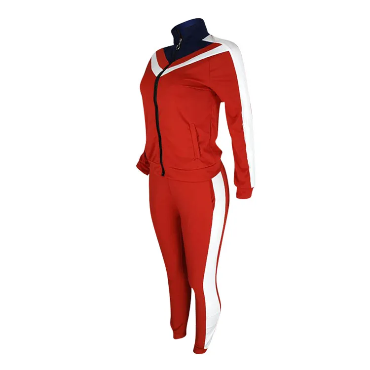 Сексуальный осенне-зимний женский спортивный костюм с длинным рукавом в стиле пэчворк, Модный комплект из двух предметов, повседневные Комбинезоны, комбинезоны