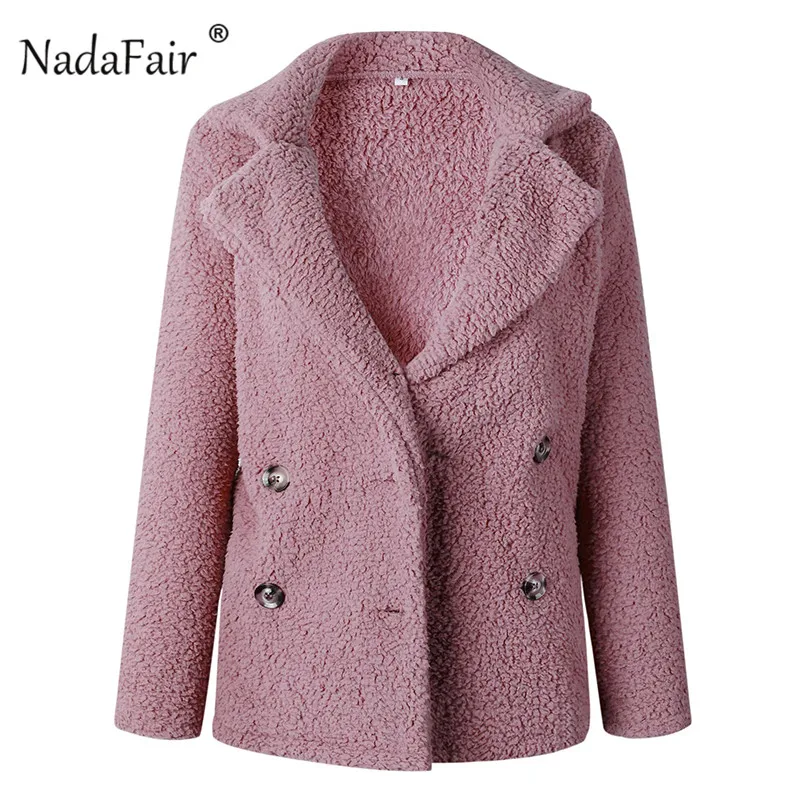 Nadafair plus size fleece faux fur jacket coat women winter pockets thick teddy coat female soft plush overcoat veste fourrure Nadafair plus size fleece faux fur jacket coat women winter pockets thick teddy coat female soft plush overcoat veste fourrure