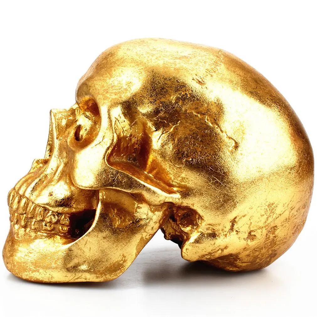 Скелет череп копилка местная Золотая кость изделия из смолы украшения креативный подарок на Хэллоуин