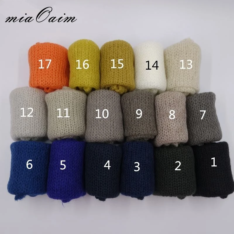 

60*30cm Newborn Infant Knit Acrylic Mohair Wraps 5pcs One Lot Mix Color Newborn Photography Wraps Baby Shower Gift Newborn Props