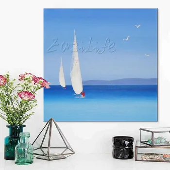

Hand painted boat Canvas Oil painting Wall Pictures for Living room wall decor art canvas painting palette knife boat 39