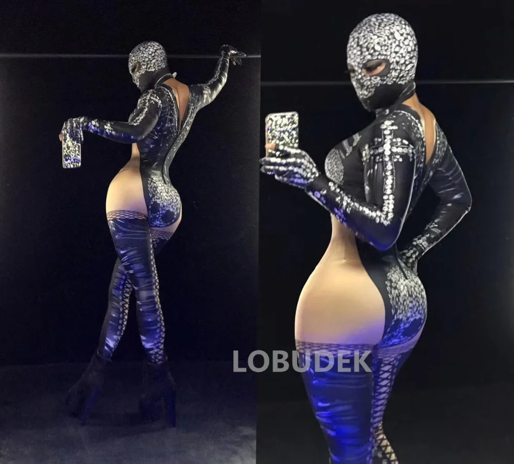 Zentai для мужчин женщин печати тощий комбинезон блестящие стразы стрейч-комбинезоны ночной клуб полюс танцы этап леггинсы для DJ костюм