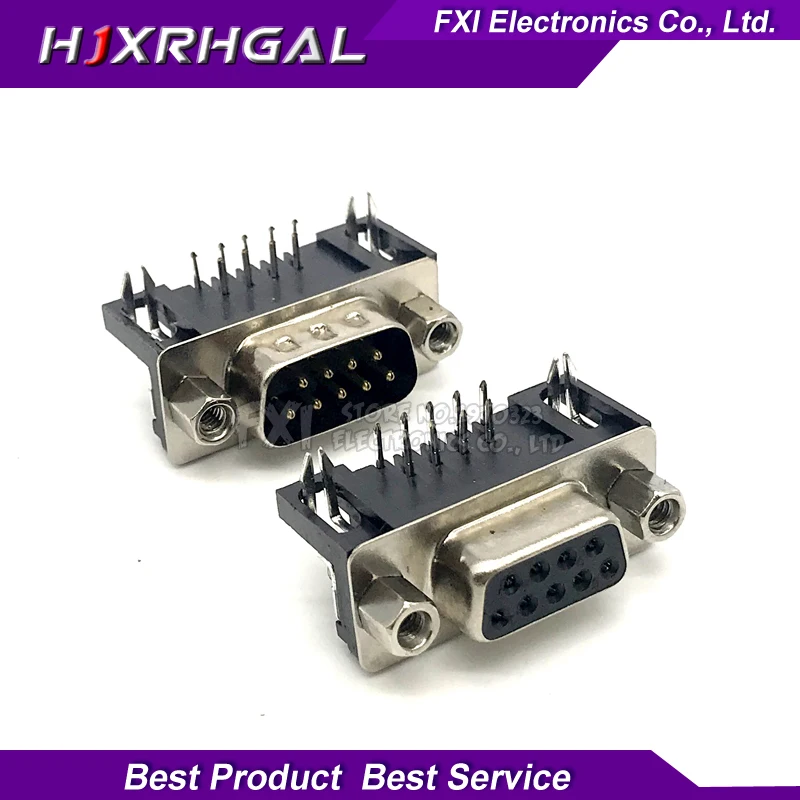 5PCS DR9 DB9 D SUB Female Male 90 hjxrhgal Degree Connector DB9 Socket
