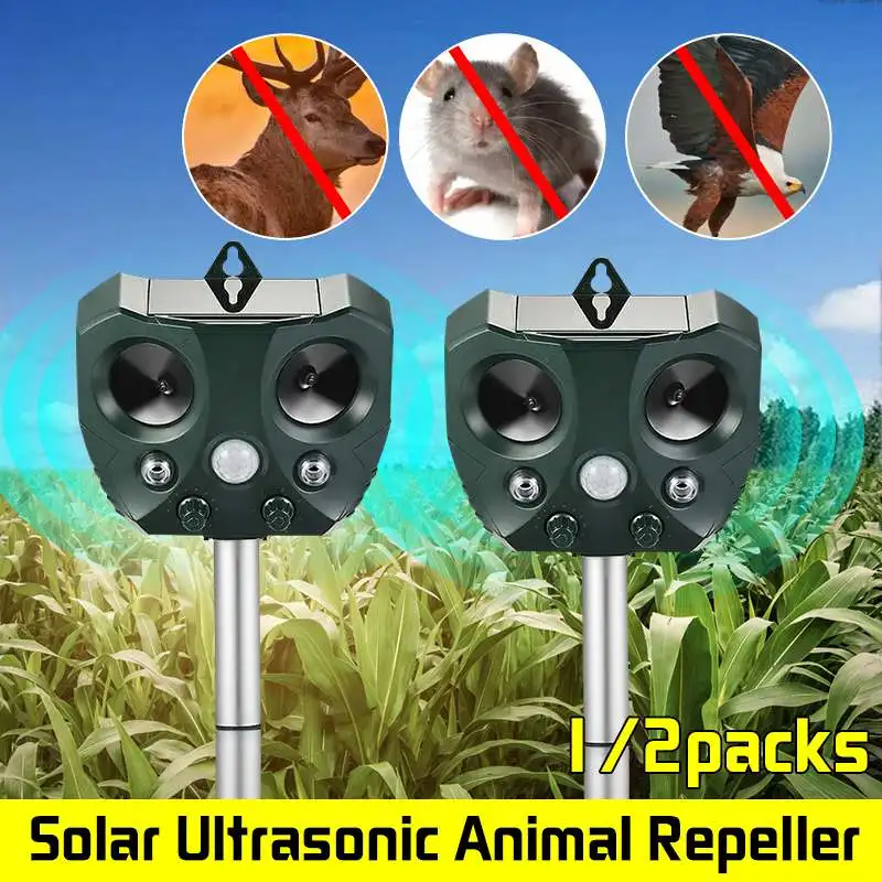 

1/2 Pack KCASA Garden Solar Repellents Mouse Bird Cat Pet Dog Animal Repeller Controller Activated Motion Sensor Waterproof
