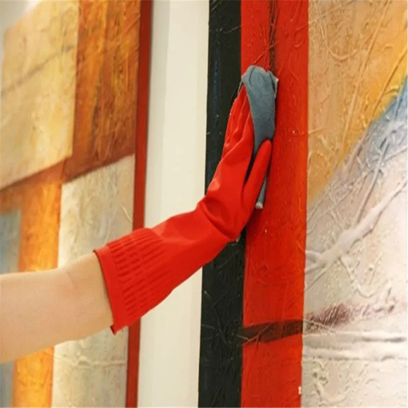 Nuevo fabuloso caucho látex lavado Limpieza largo Guantes guante de cocina para el hogar complementos guante de limpieza venta caliente