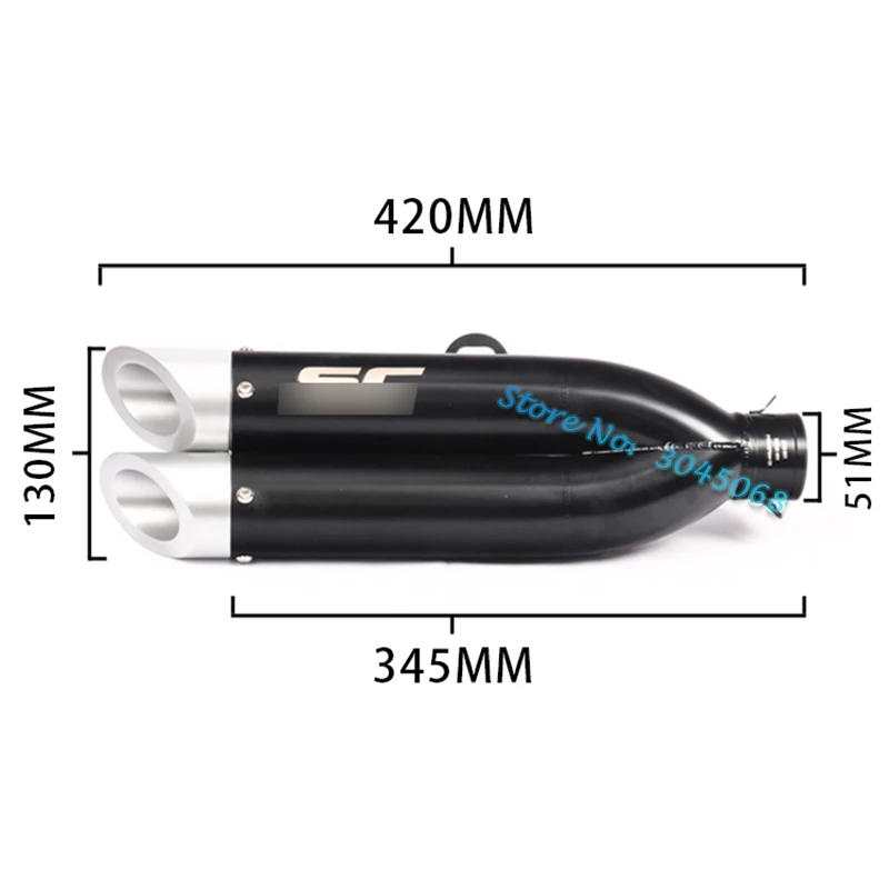 Escape de la motocicleta tubo de Escape 2 agujeros modificado 51mm silenciador doble agujero para CB400 Z250 R3 Z750 MSX125 CRF 230 NC750X MT-03 ATV