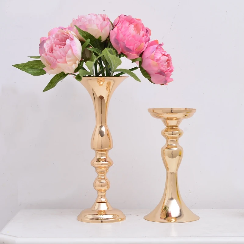

Gold/Silver Metal Candle Holder 21cm/8'' Stand Flowers Vase Candlestick As Road Lead Candelabra Centre Pieces Wedding Decoration