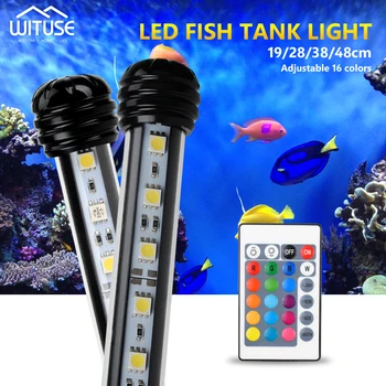 

EU US UK Plug RGB Remote Aquarium Light Fish Tank IP67 Waterproof 5050 SMD LED Bar Light Aquatic Lamp Submersible 19-48CM