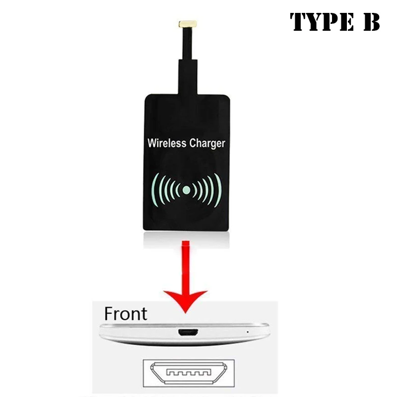 Ascromy универсальное беспроводное зарядное устройство приемник Micro USB Microusb Qi стандартный зарядный приемный модуль Pad для мобильных телефонов Android - Тип штекера: Type B