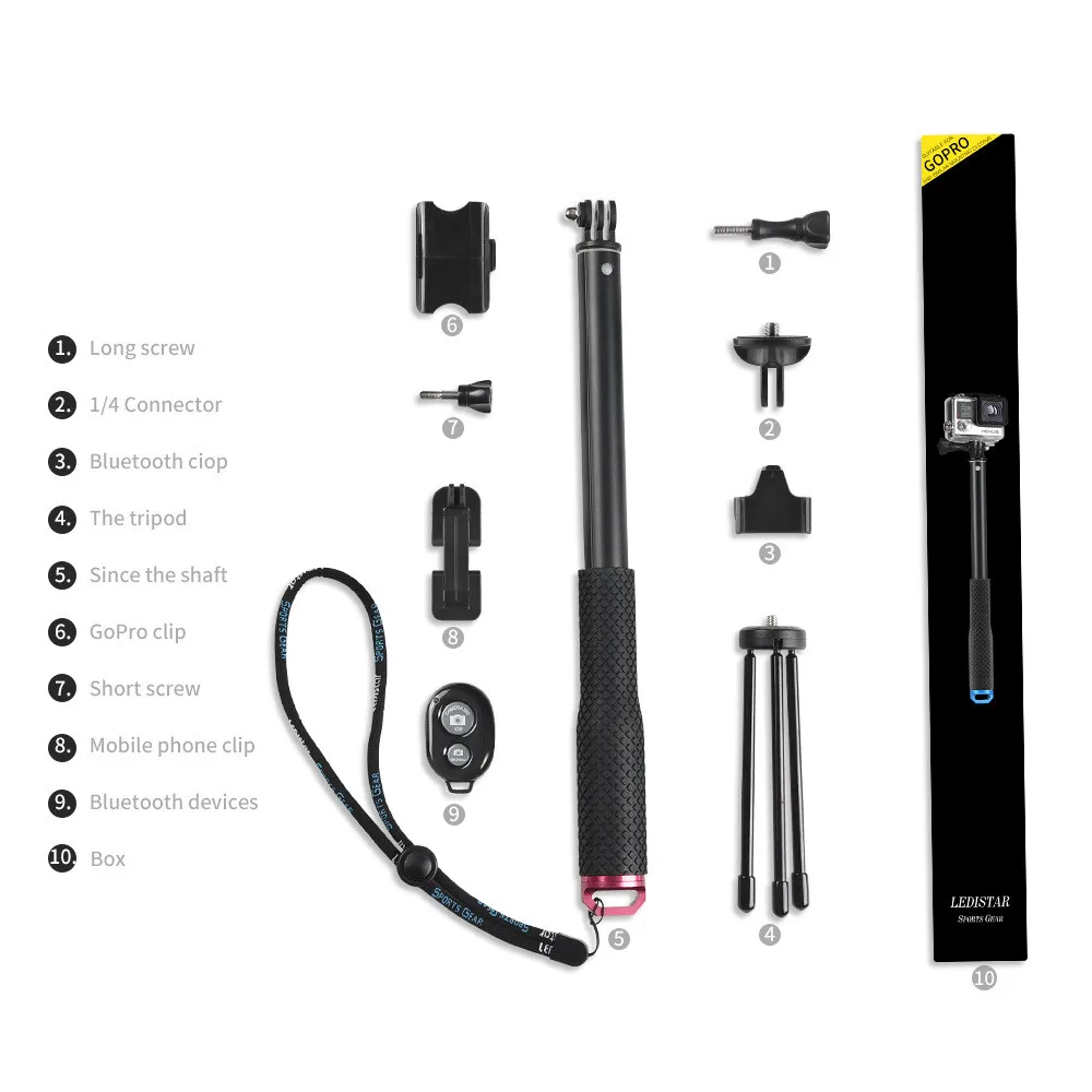 

Selfie Stick Monopod + WiFi Remote + Tripod For Gopro Hero 7 6 5 4 3+ Xiaomi Yi Lite Xiaoyi 1 2 4K Camera Accessories Set F3510