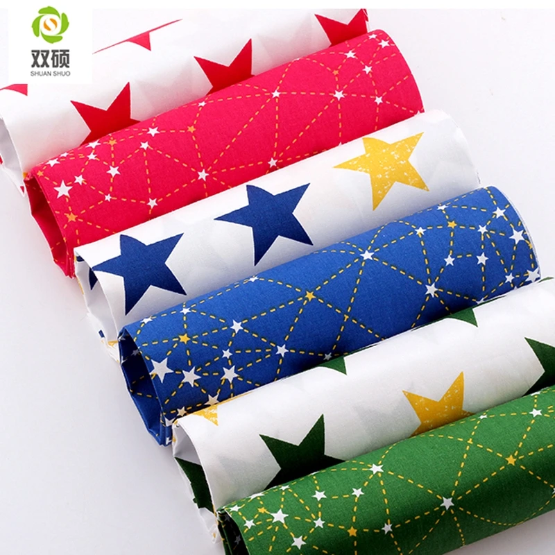 

Five-Pointed Star Twill Cotton Fabric Patchwork Tissue Cloth Of Handmade DIY Quilting Sewing Textile Material Half Meter
