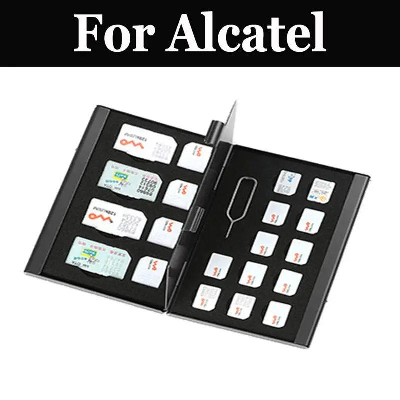 

21 in 1 Aluminum Memory Card Storage Box For Alcatel 4S 5 OT-5059D 1X Pixi 4 4 Plus Power POP 4 Slate 4+ 4S STAR Shine Lite U5