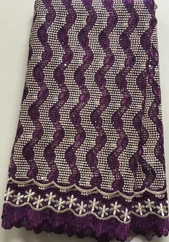 

New Designs African French Lace Fabric High Quality Nigeria French Net Lace 2019 With Stones and Beaded For Women ELL3039 PURPLE