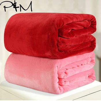 

Papa&Mima 220*240cm 12 Solid Color flannel Blanket sofa Bed Throws