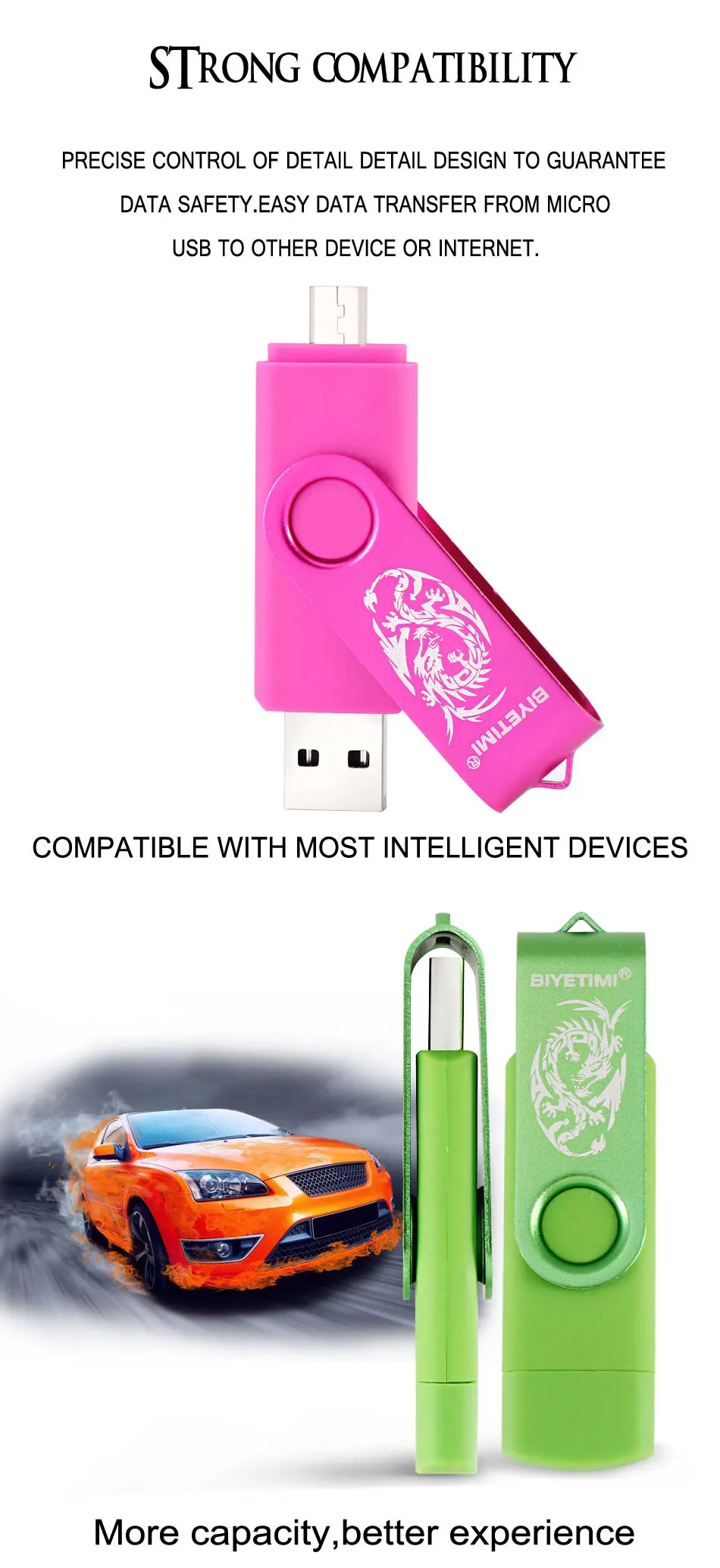 USB флеш-накопитель Biyetimi dragon 4GB 8GB 16GB 32GB 64GB Corlorful OTG Phone Daul Pen Drive Memory USB Stick Флешка флеш-накопитель