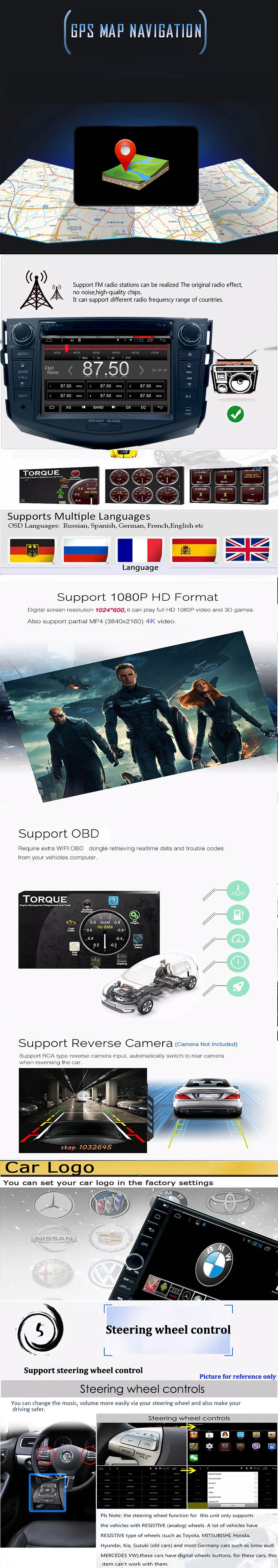 Discount Android 8.1  Quad Core GPS Navi 7" Car DVD Player for Toyota RAV4 06-12 with Bluetooth/RDS/Radio/4G/WIFI/USB/Mirrorlink 9